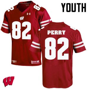 Youth Wisconsin Badgers NCAA #82 Emmet Perry Red Authentic Under Armour Stitched College Football Jersey ML31D43HL